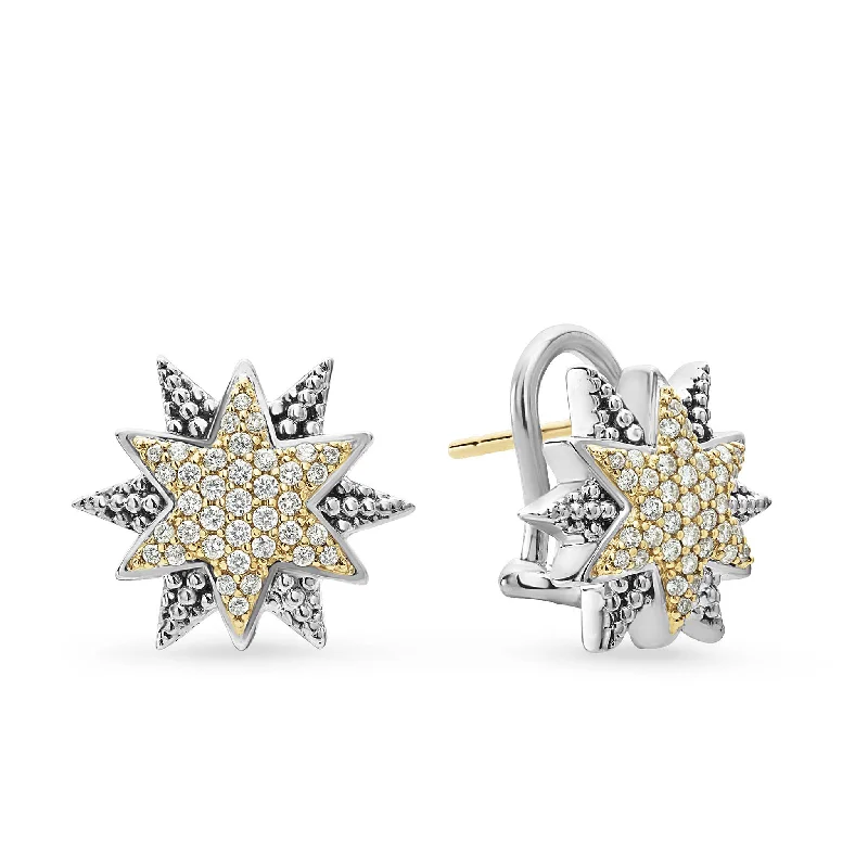 North Star Two-Tone Star Diamond Earrings