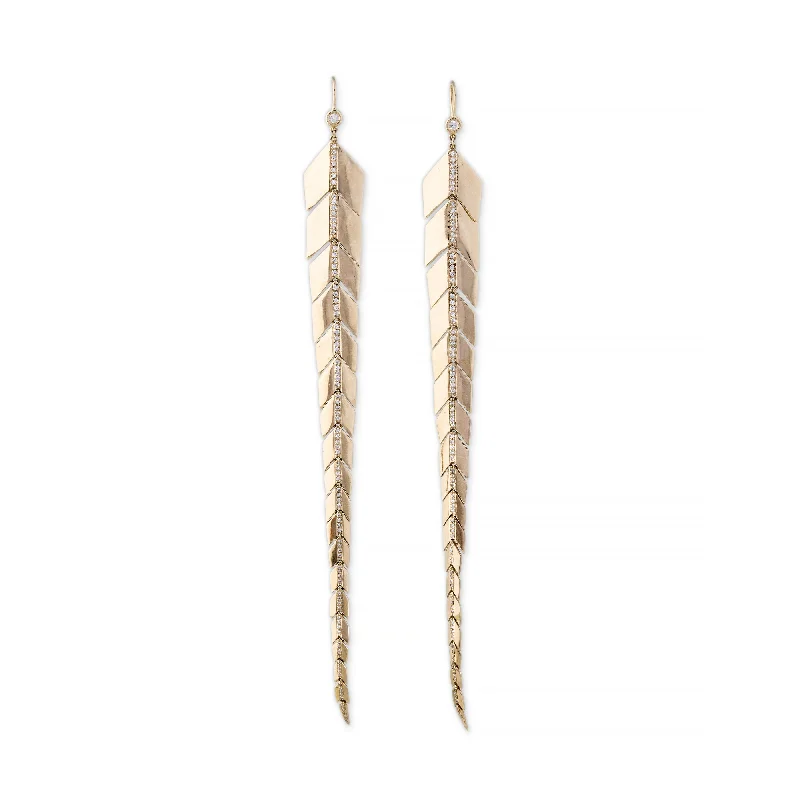 PAVE CENTER LONG FISHTAIL EARRINGS