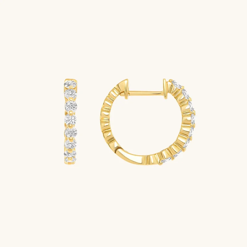 Shared Prong Mini Hoop Earrings