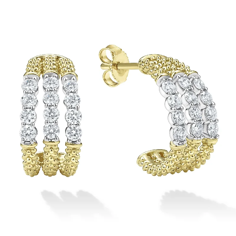 Signature Caviar Superfine Diamond Hoop Earrings