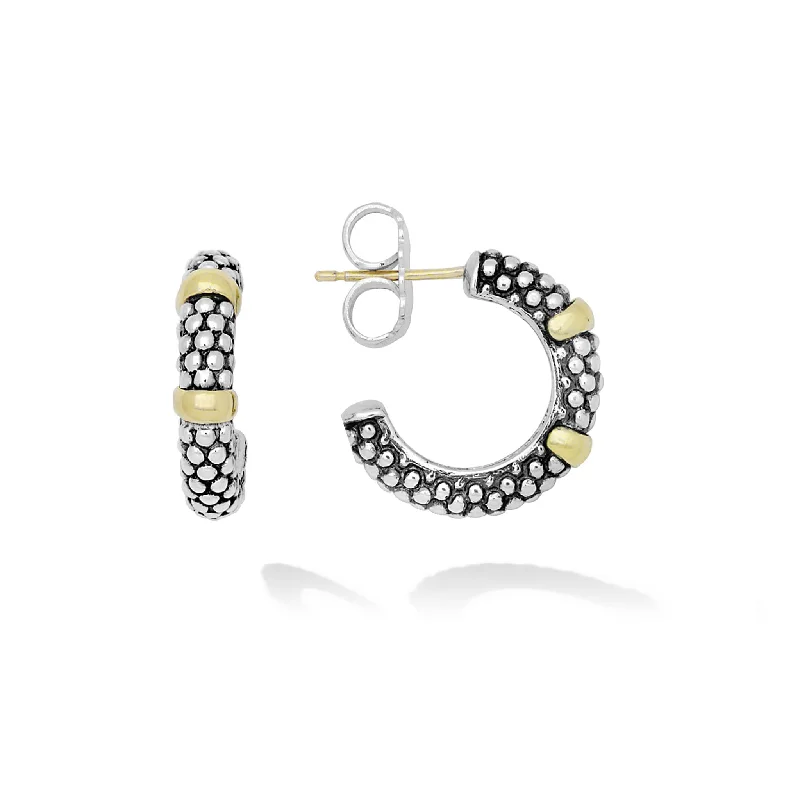 Signature Caviar Two-Tone Caviar Huggie Earrings