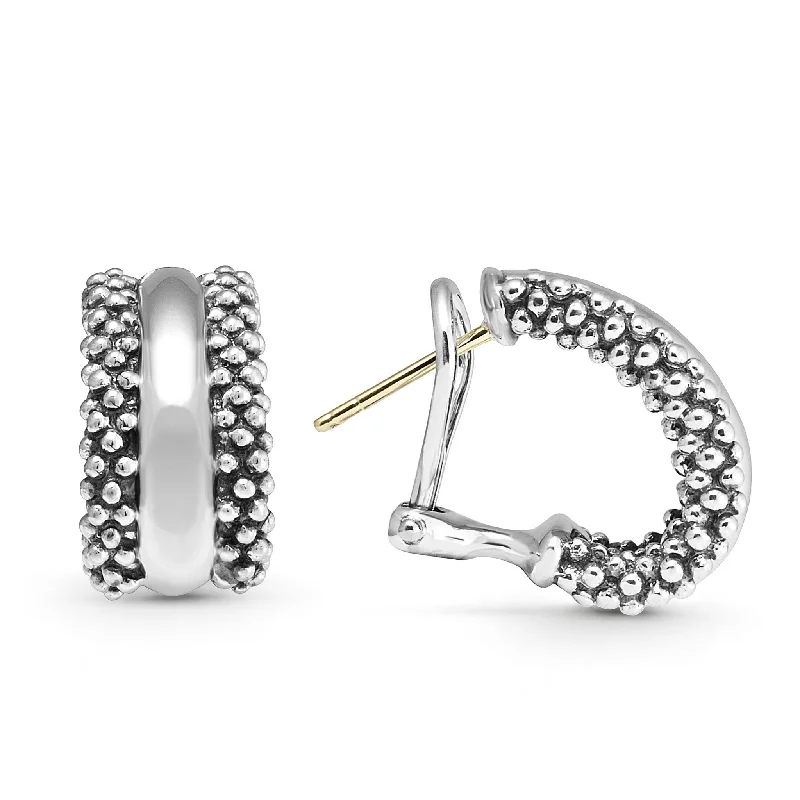 Signature Caviar Silver Station Caviar Huggie Earrings