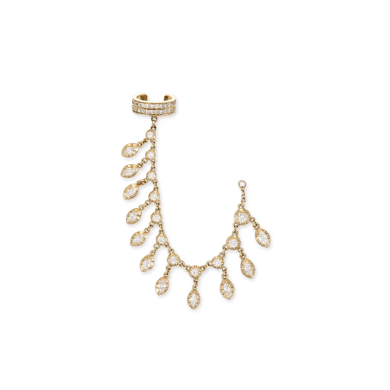 SOPHIA ROUND + MARQUISE SHAKER DIAMOND CHAIN PAVE EAR CUFF