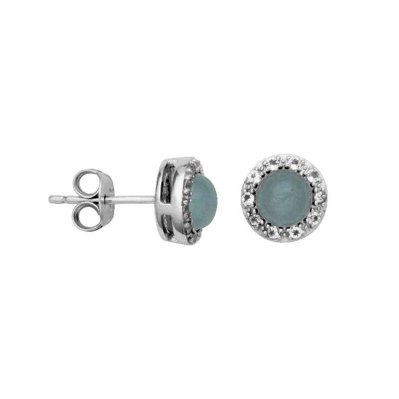 Sterling Silver Milky Aquamarine and White Topaz Earrings