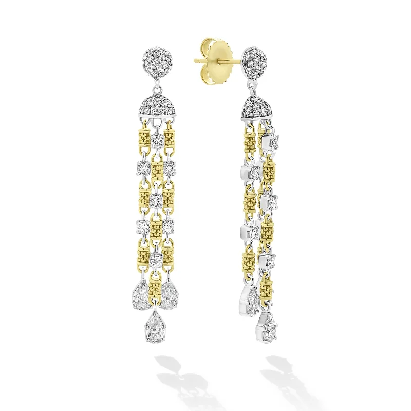 Studio 18K Gold 3-Strand Diamond Chandelier Earrings