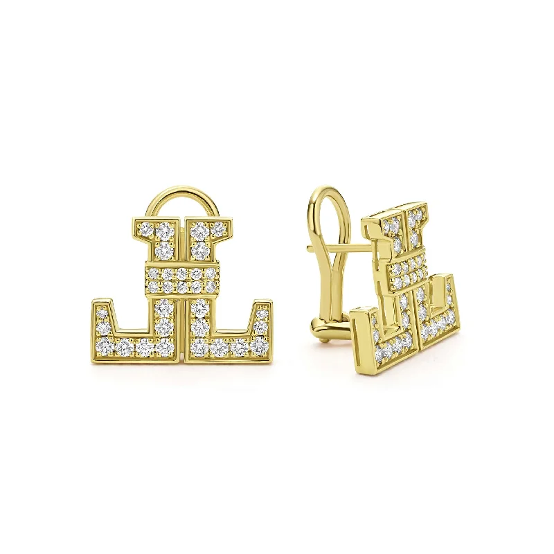 Studio 18K Gold Double L Diamond Earrings