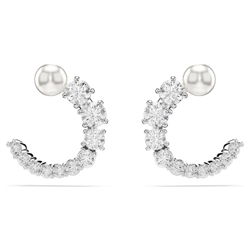 Swarovski Matrix Crystal Pearl Hoop Earrings