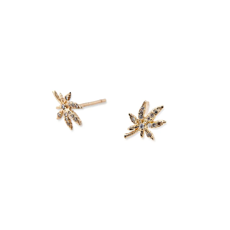 Pave Sweet Leaf Stud