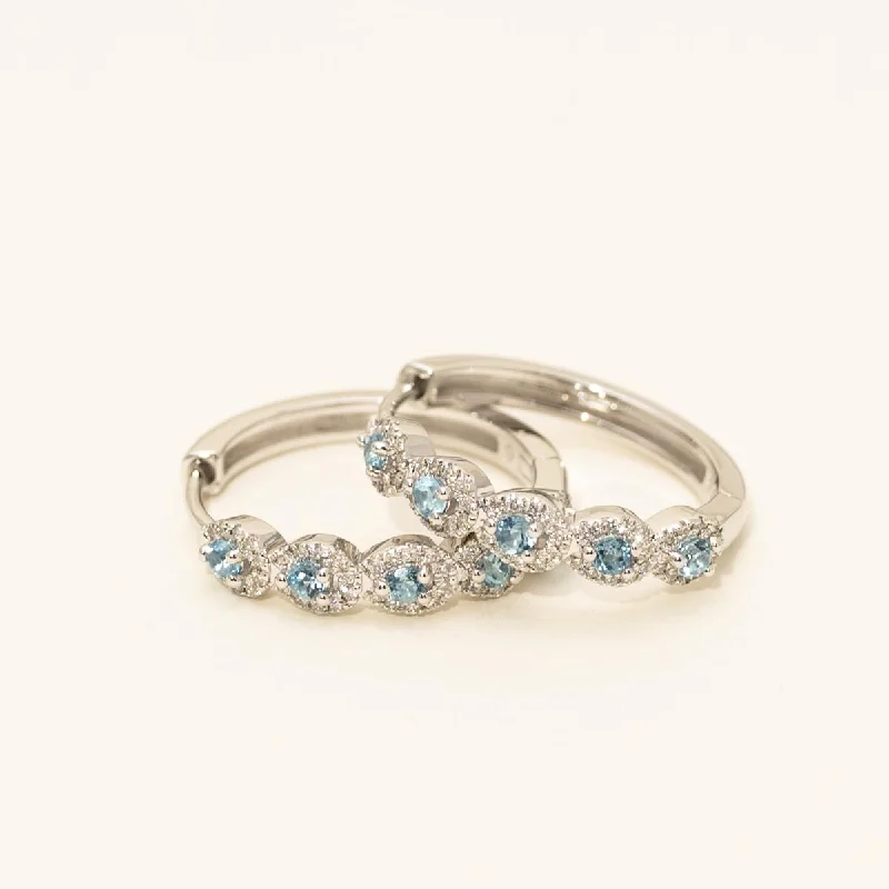 Swiss Blue Topaz Hoop Earrings in 14kt White Gold (1/3ct tw)