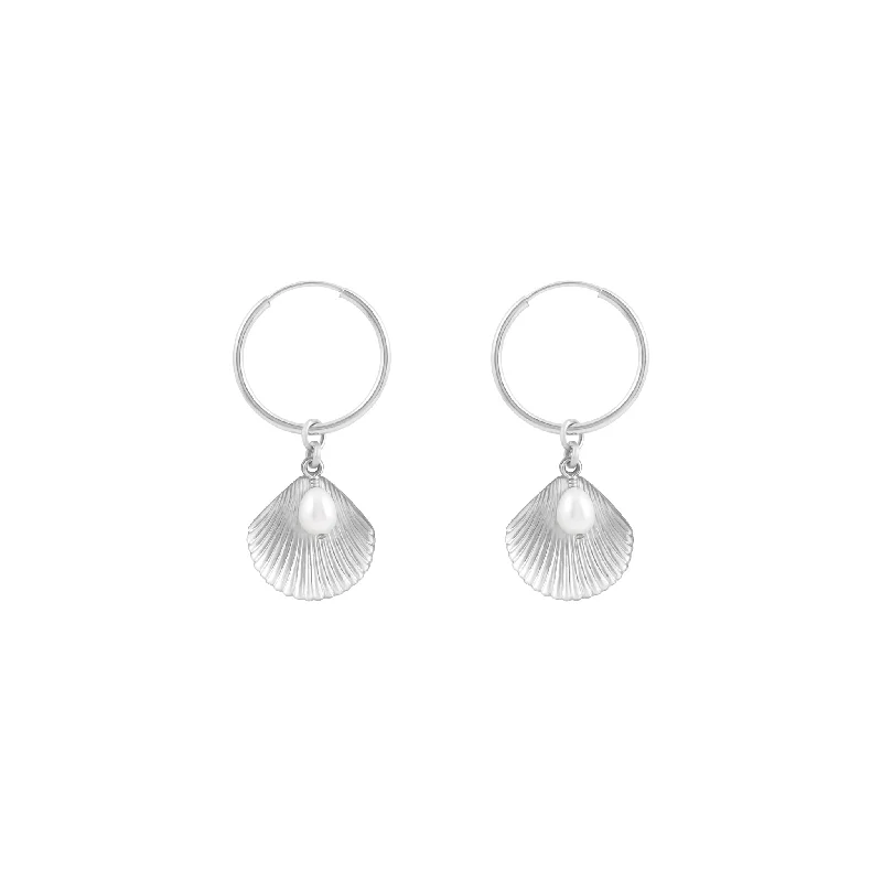 Ula Shell Hoop Earrings - Sterling Silver