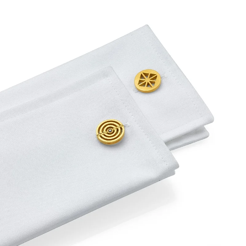 Yellow Gold Duality Cufflinks with Black Diamonds