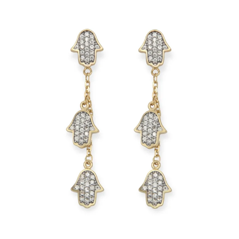 Hamsa Hands 14K Gold Drop Earrings