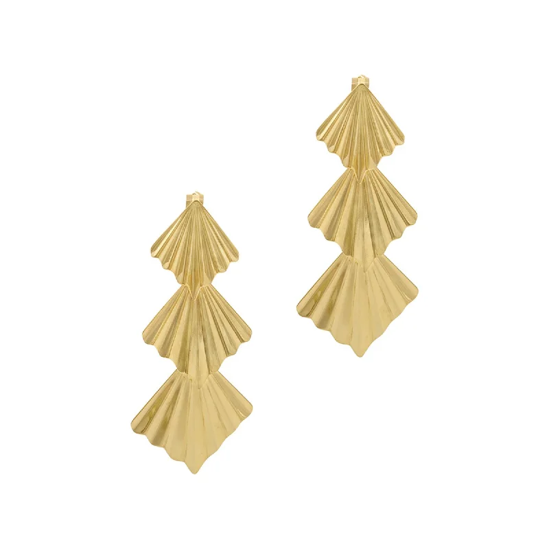 14k Gold Plated Fan Drop Earrings