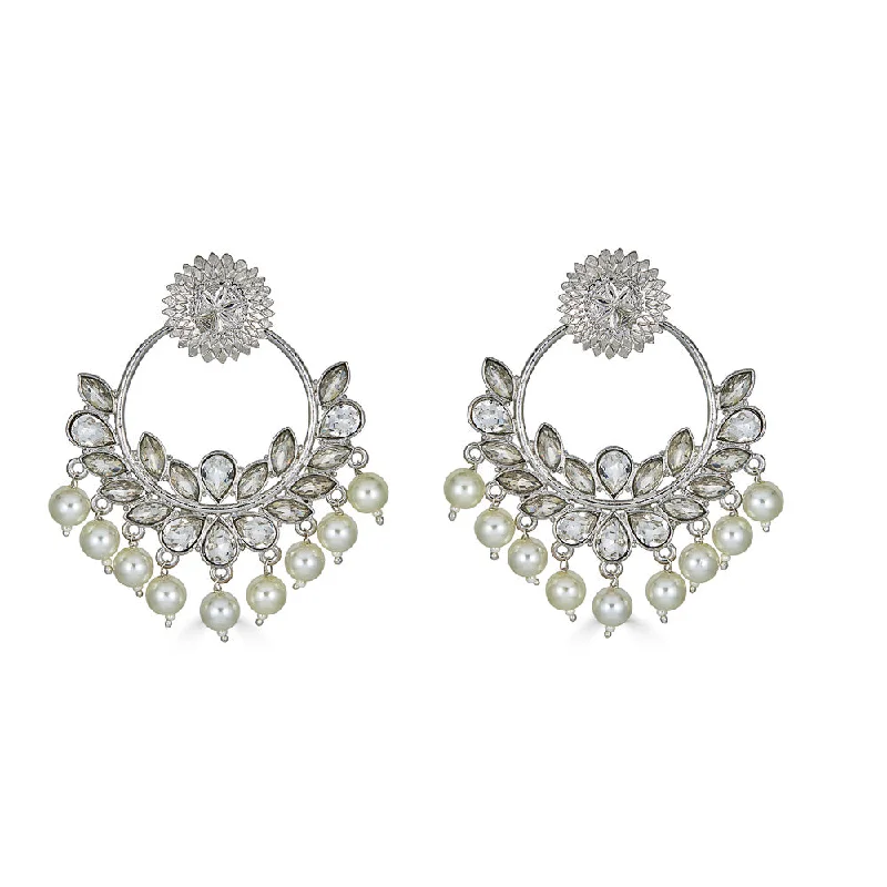 AMAYA FLORAL DROP EARRINGS IN SILVER