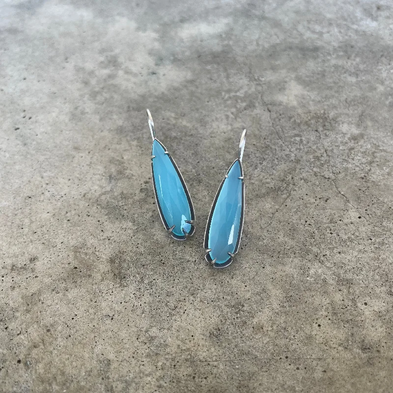 aqua chalcedony teardrop earrings