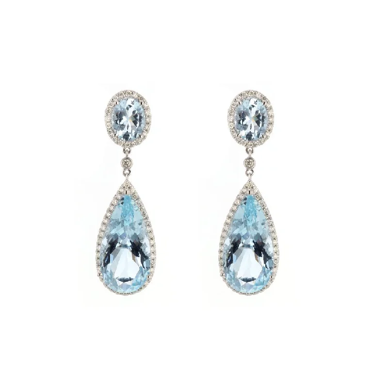 Aquamarine & Diamond Drop Earrings