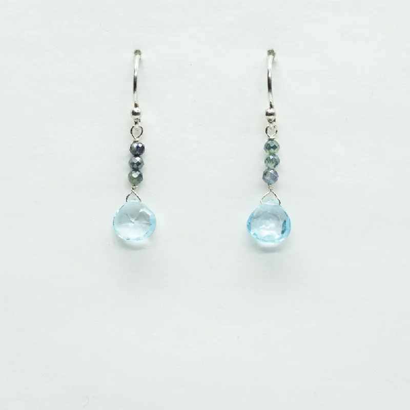 Aquamarine & Sapphire Raindrop Earrings