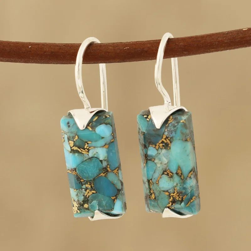 Beautiful Blue Composite Turquoise Drop Earrings from India