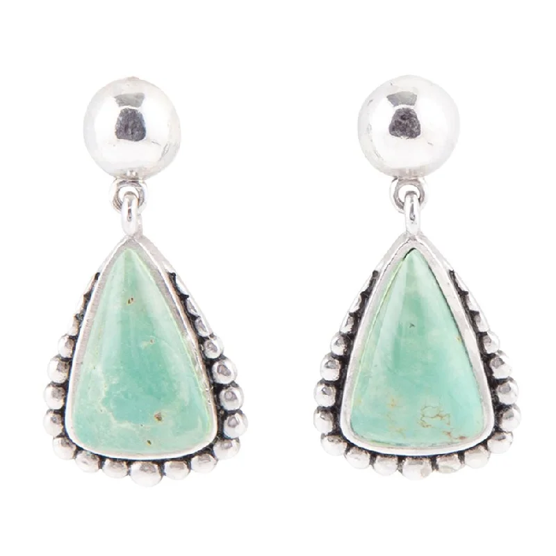 Begondor Green Turquoise Sterling Silver Post Drop Earrings