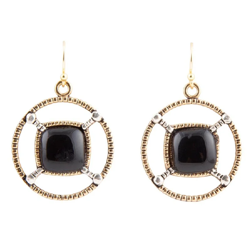 Black Onyx Mixed Metal Drop Earrings