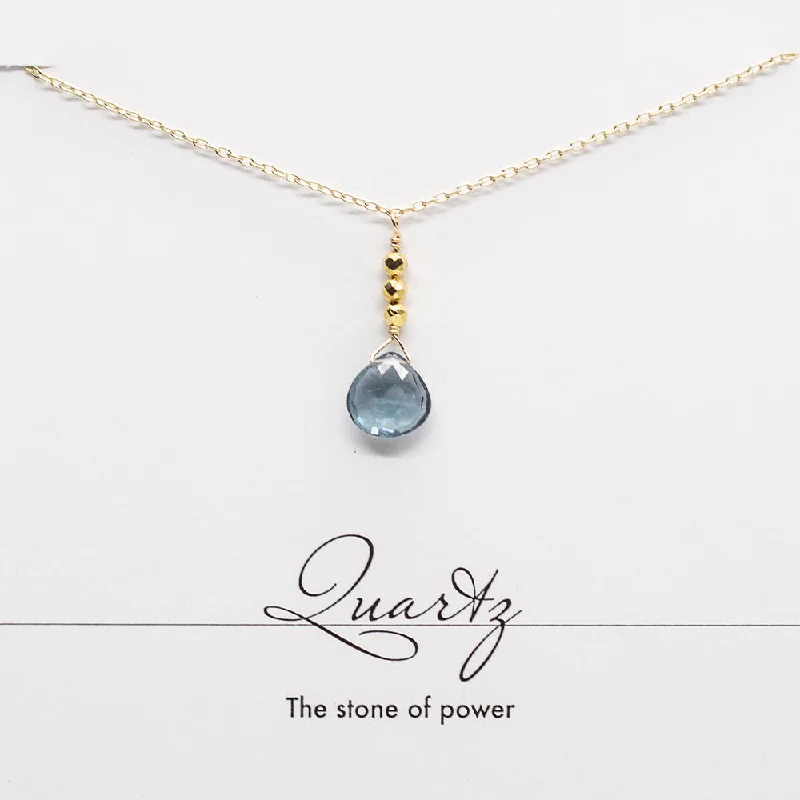 Blue Quartz Raindrop Gold Necklace