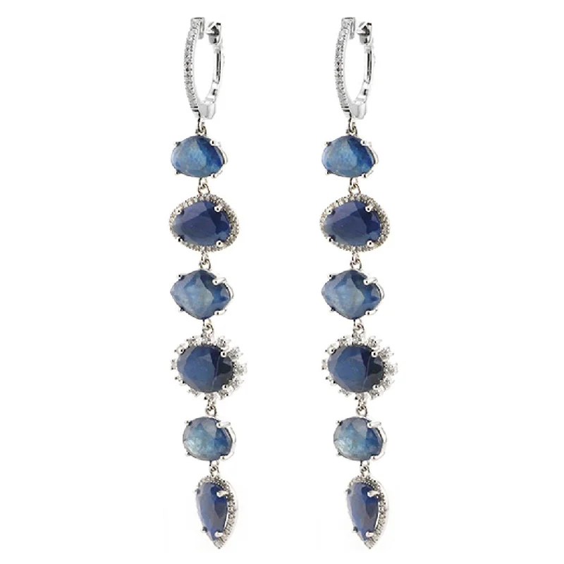 Blue Sapphire & Diamond Drop Earrings | 10255692