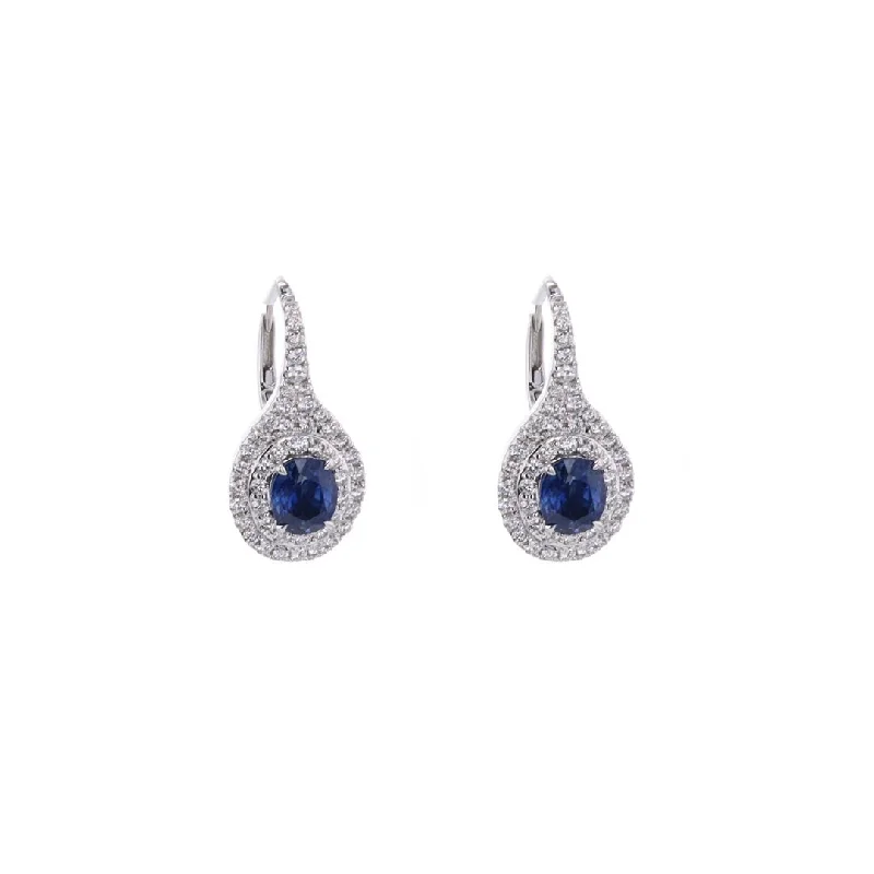 Blue Sapphire & Diamond Drop Earrings