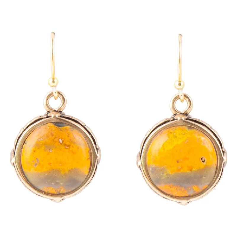 Bumblebee Jasper Round Drop Earrings