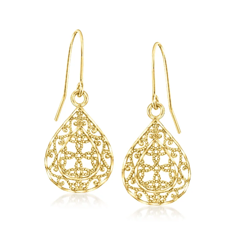 Canaria 10kt Yellow Gold Openwork Teardrop Earrings