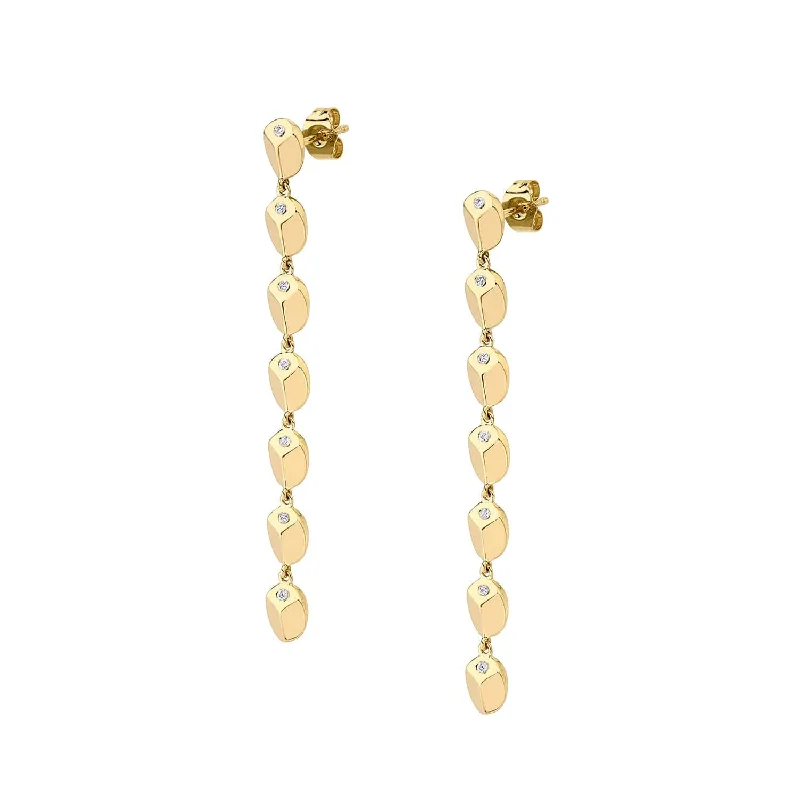 Carve Drop Earrings with Diamonds