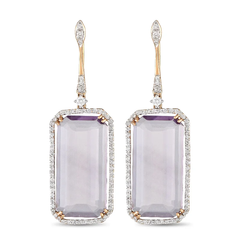 Casato 18K Yellow Gold 1.08ct Diamond and Amethyst Drop Earrings 200530