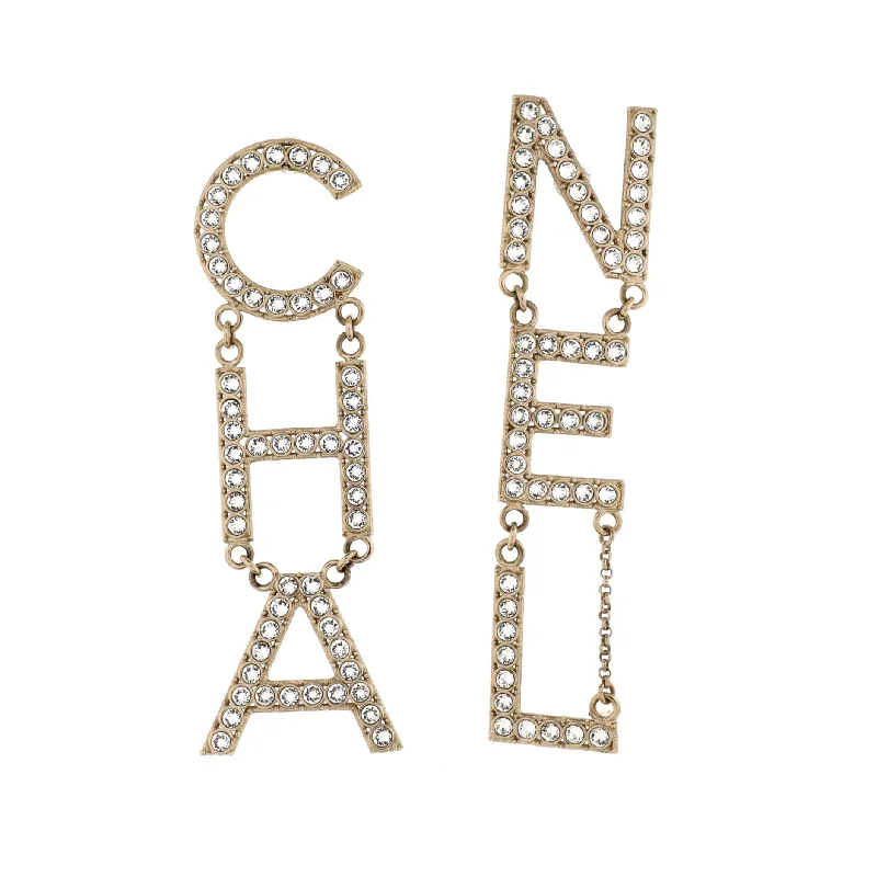 CHA-NEL Drop Earrings Metal with Crystals