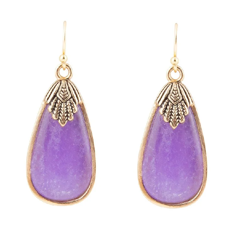 Charleston Purple Quartz Golden Drop Earrings