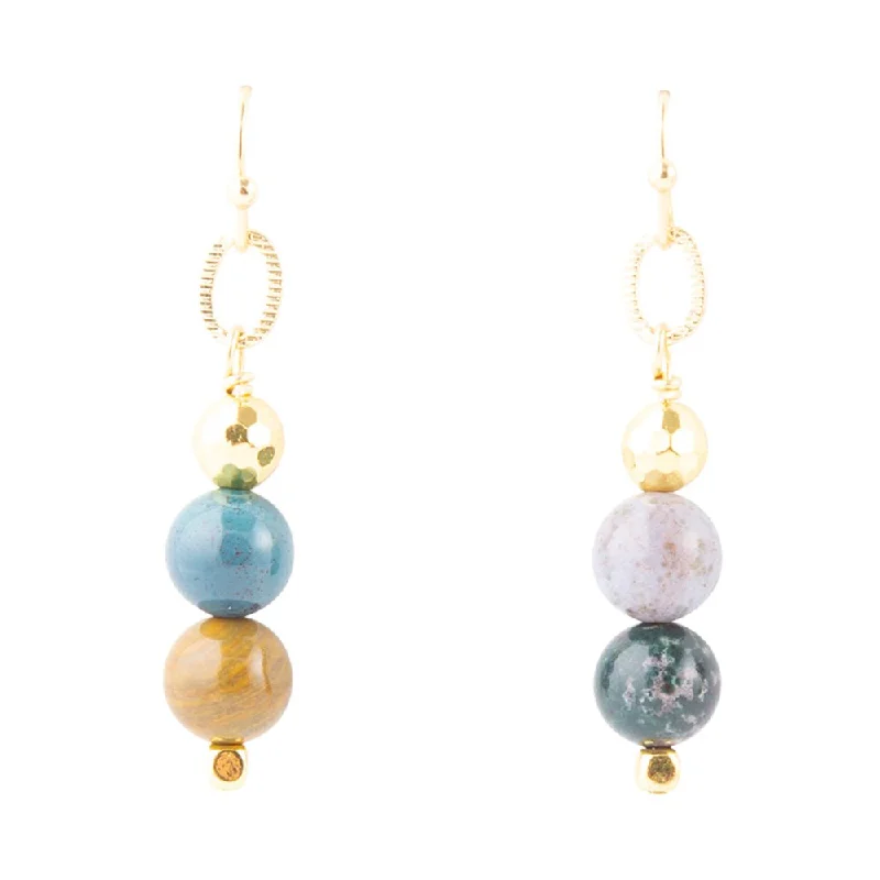 Cheyenne Wood Agate Drop Earrings