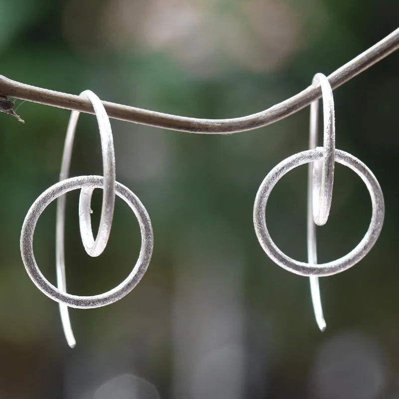 Circular Illusion Circular Sterling Silver Drop Earrings from Bali