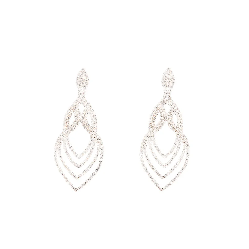 Silver Layered Tier Drop Earrings