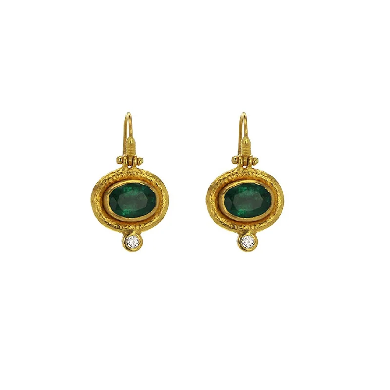 Emerald & Diamond Drop Earrings