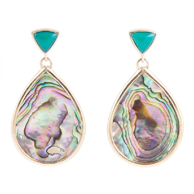 Epiphany Blue Abalone Golden Post Drop Earrings