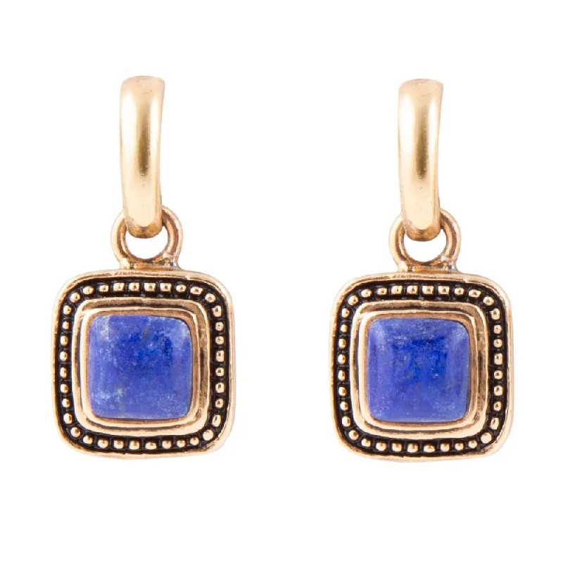 Flourish Blue Lapis Golden Drop Earrings