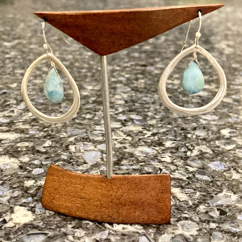 Framed Larimar Teardrop Earrings