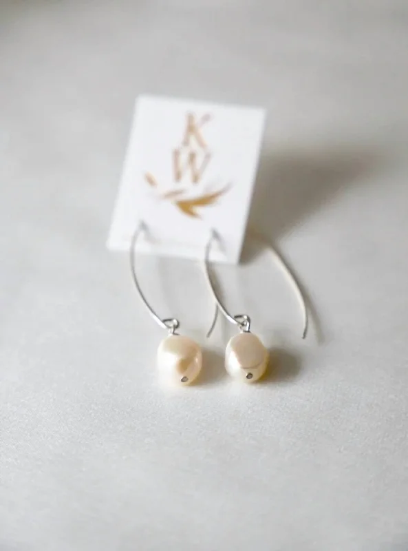 Freshwater Pearl Drop Earrings In White