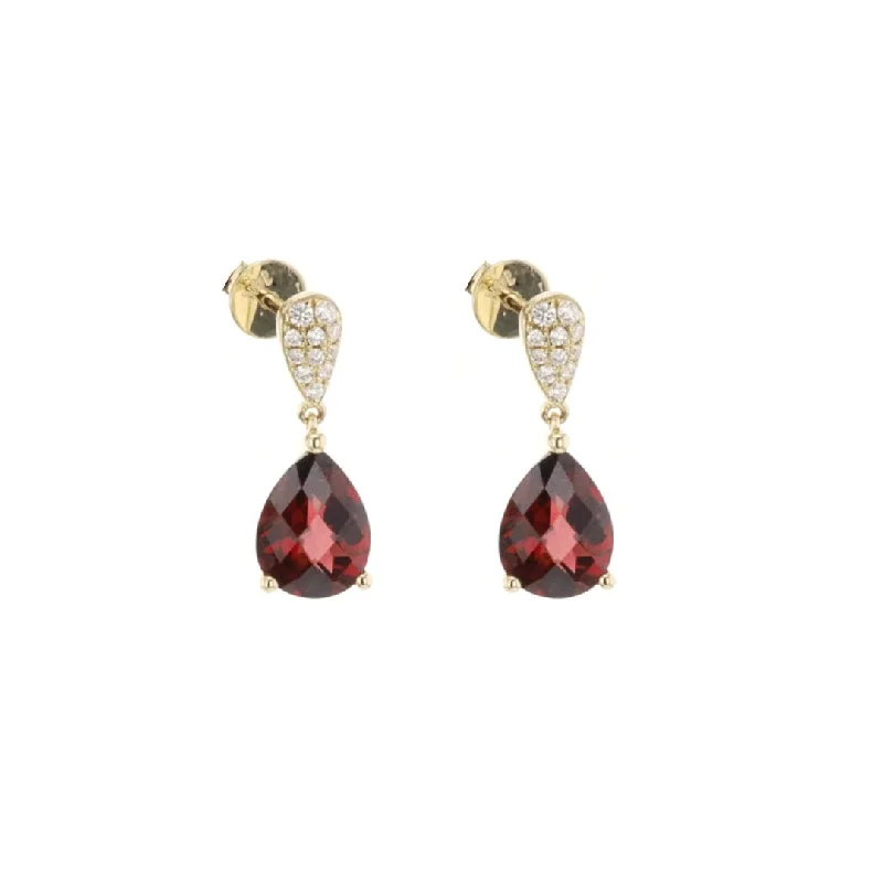 Garnet & Diamond Drop Earrings