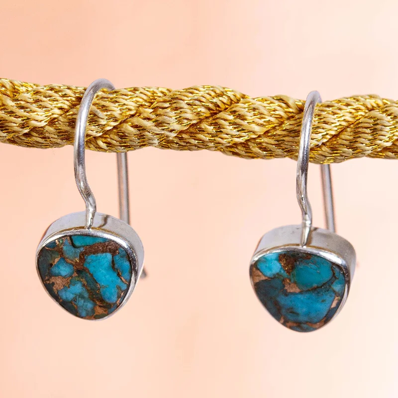 Gleaming Gems Taxco Composite Turquoise Drop Earrings from Mexico