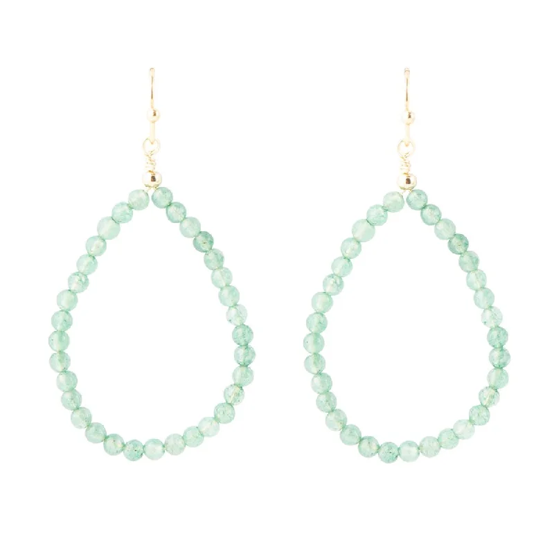 Green Aventurine Loop Drop Earrings