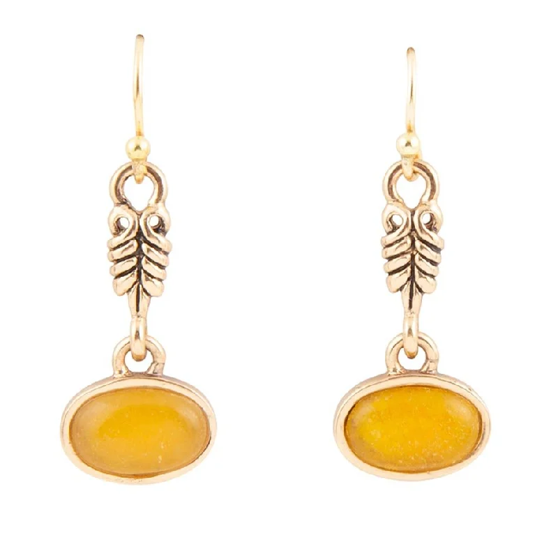 Harmony Orange Quartz Golden Drop Earrings