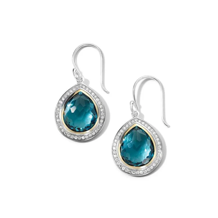 IPPOLITA Chimera Rock Candy Blue Topaz Teardrop Earrings with Diamonds