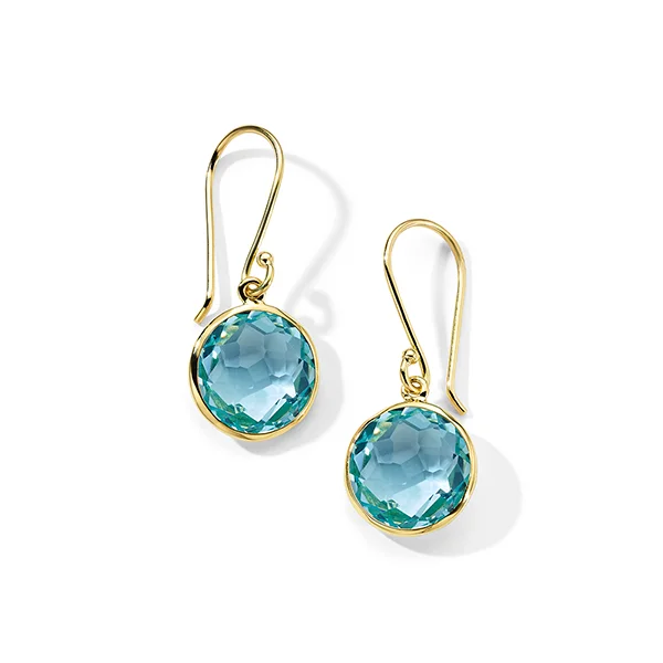 IPPOLITA Lollipop Yellow Gold Mini Drop Earrings in Blue Topaz