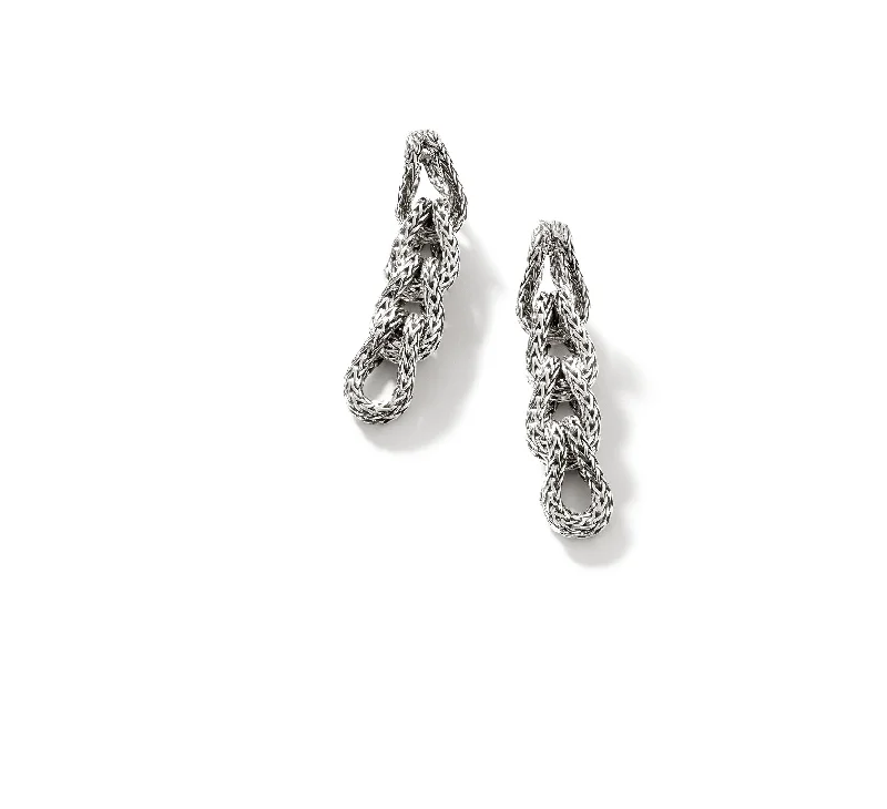 John Hardy Chain Link Silver Drop Earrings