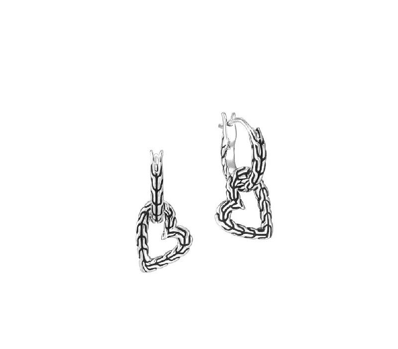 John Hardy Manah Silver Heart Drop Earrings