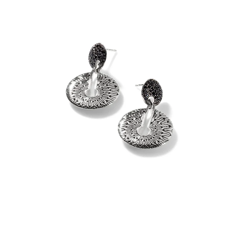 John Hardy Radial Drop Earrings with Black Sapphire